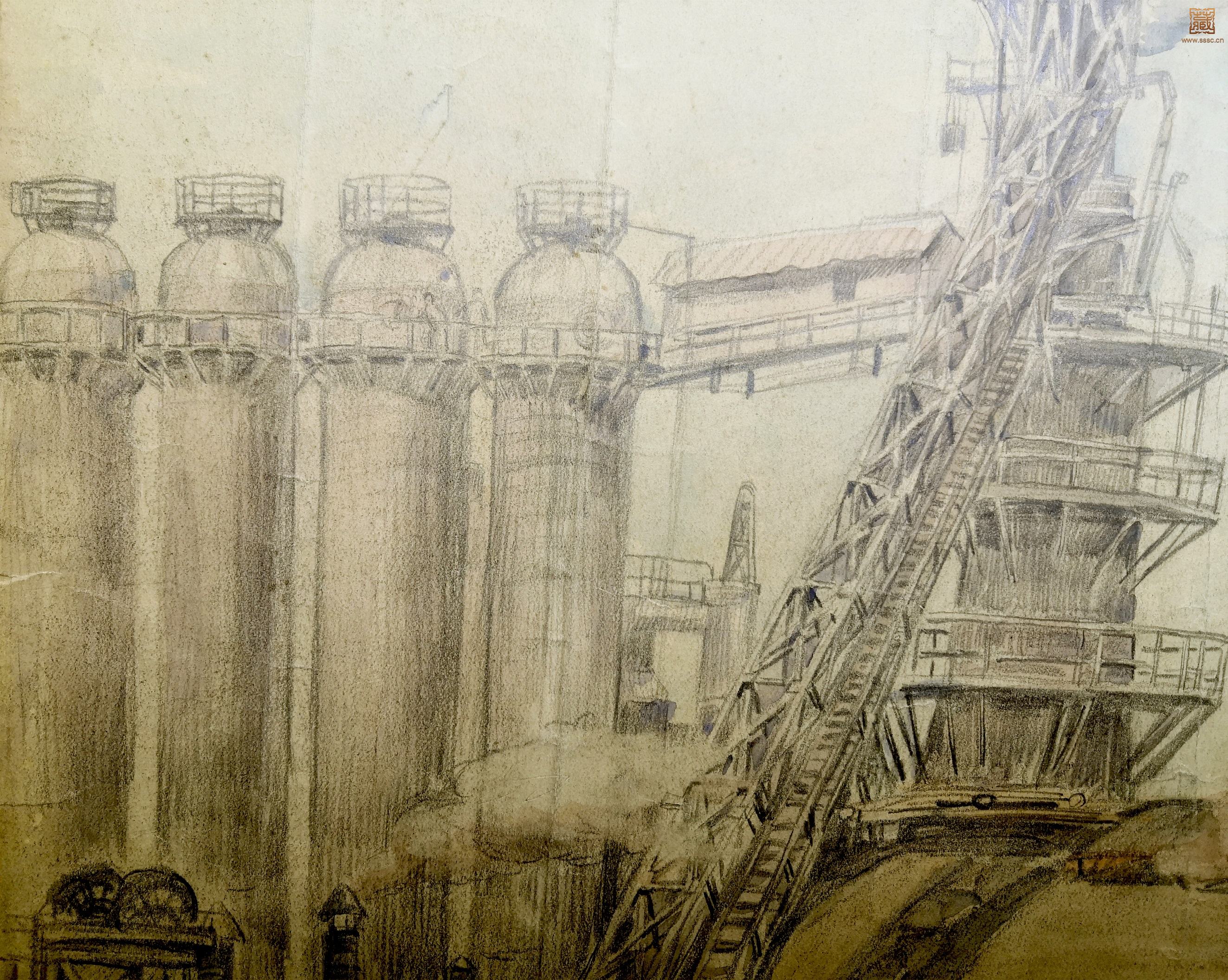 85  古元《炼化工厂》局部之一.jpg