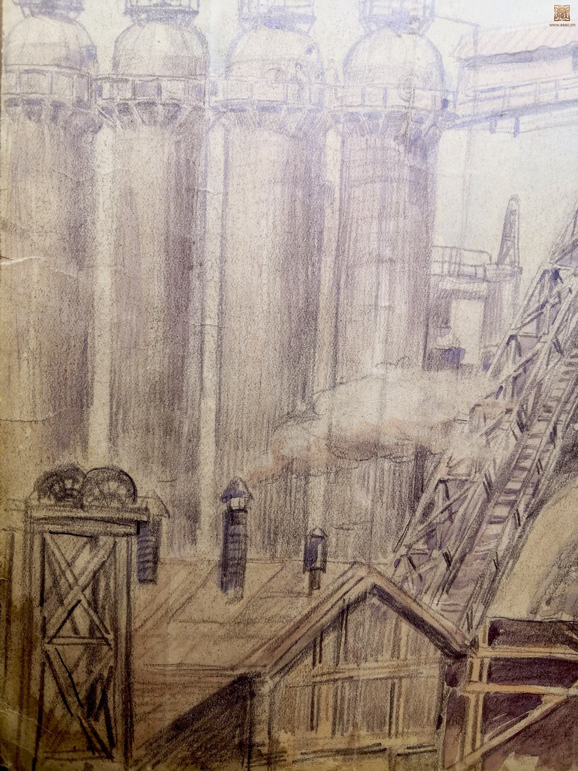 85  古元《炼化工厂》局部之二.jpg