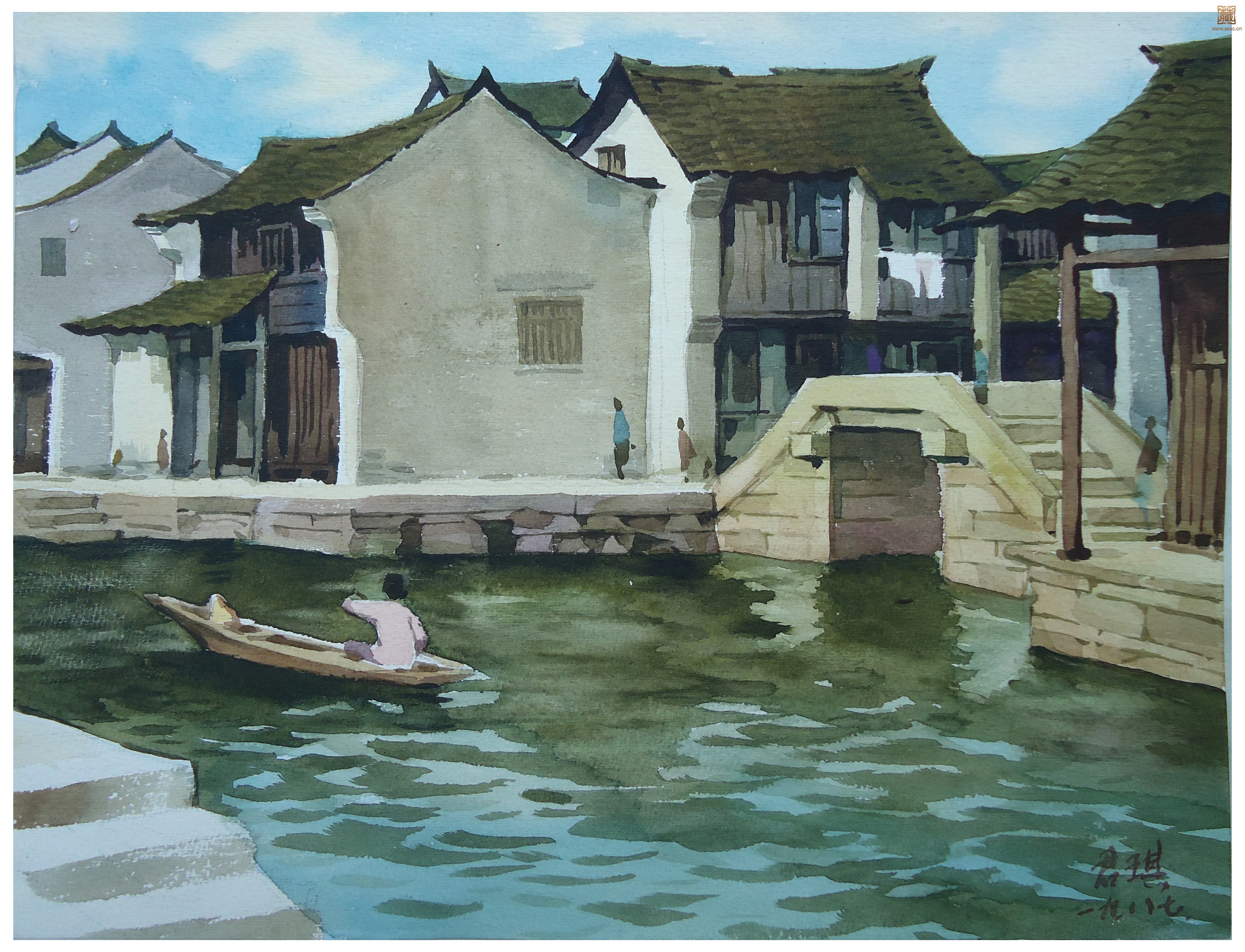 59  吴君琪《甪直古镇》水彩24.5×32cm 1987年.jpeg