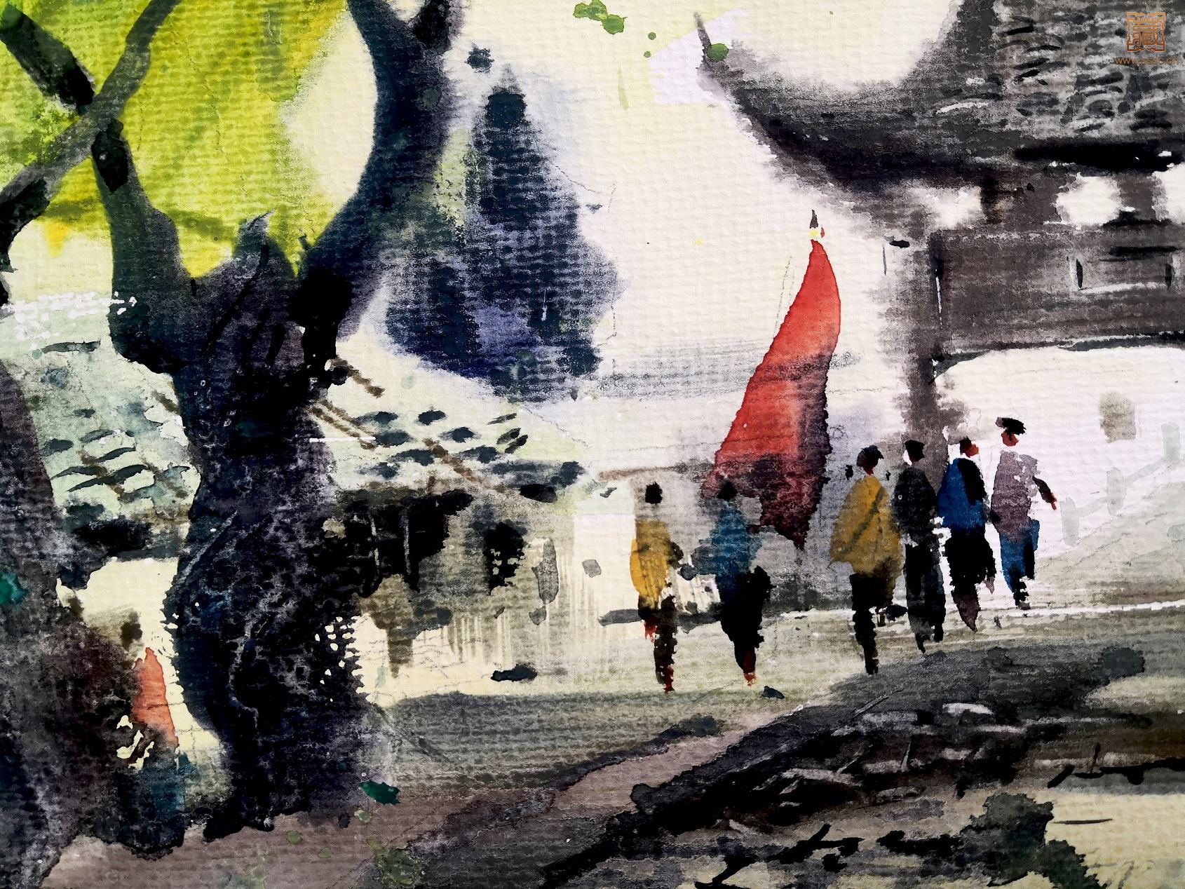 285  张奇《西湖早春·柳岸闻莺》局部之二.jpg