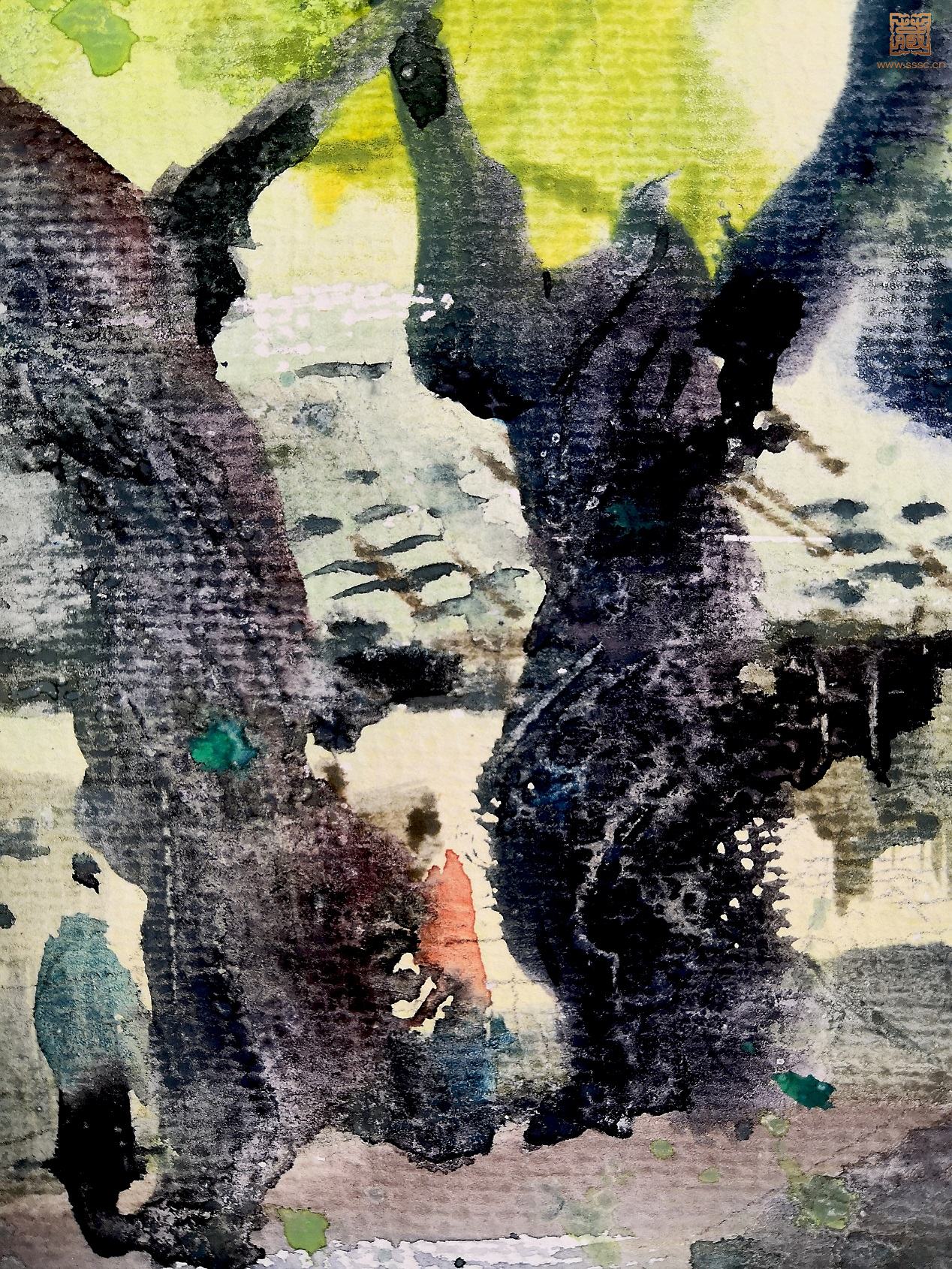 285  张奇《西湖早春·柳岸闻莺》局部之五.jpg