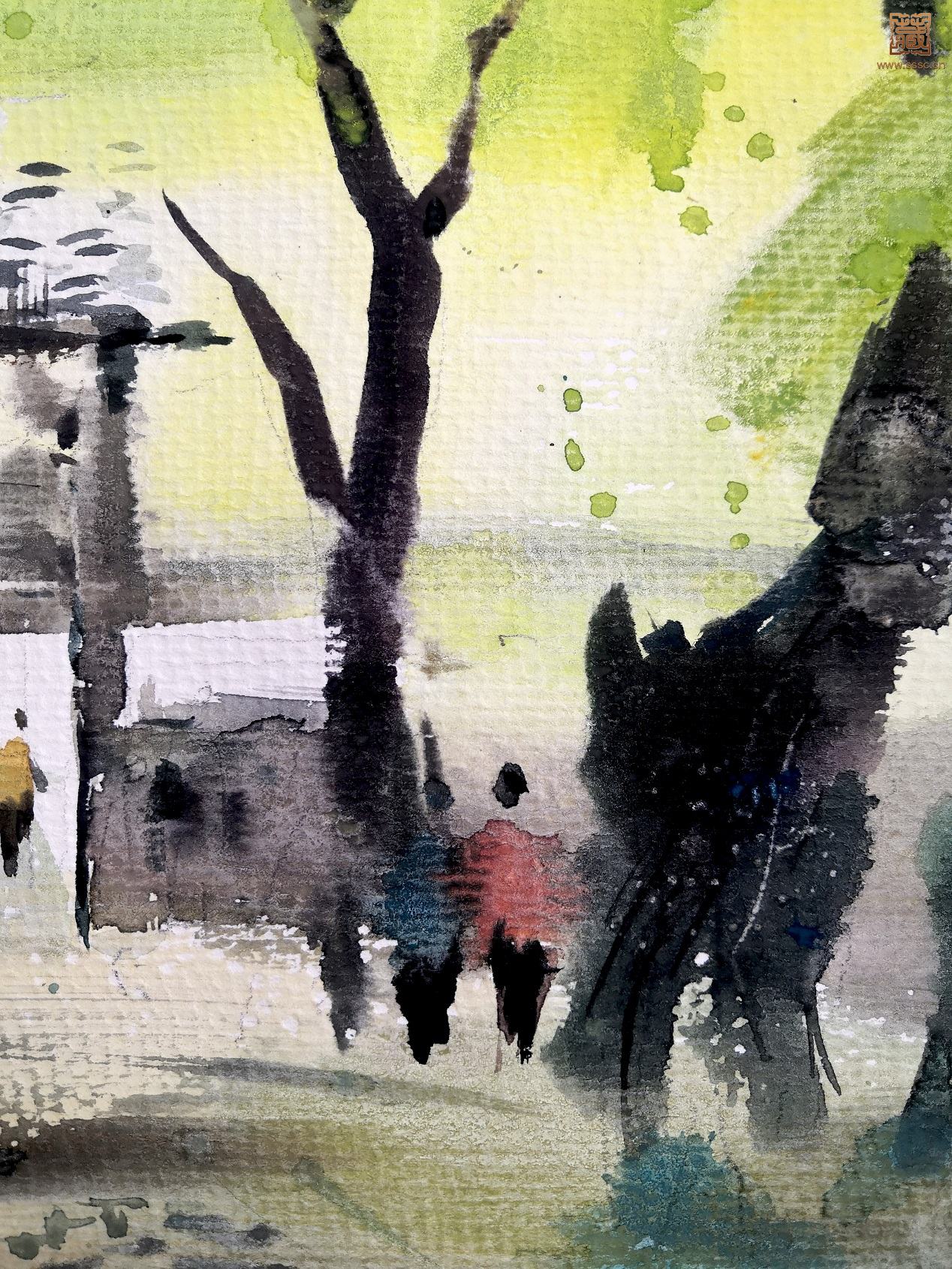 285  张奇《西湖早春·柳岸闻莺》局部之七.jpg