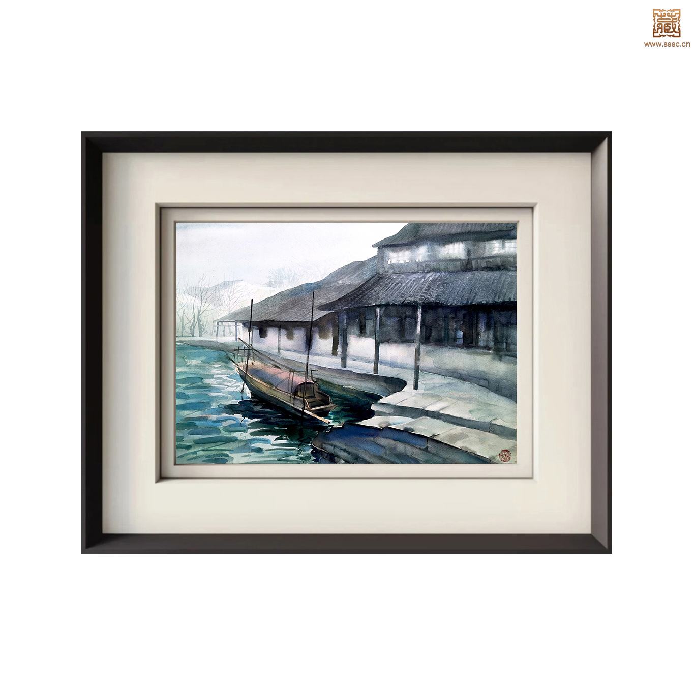 275  瞿顺发《水乡之晨》装框效果.jpg