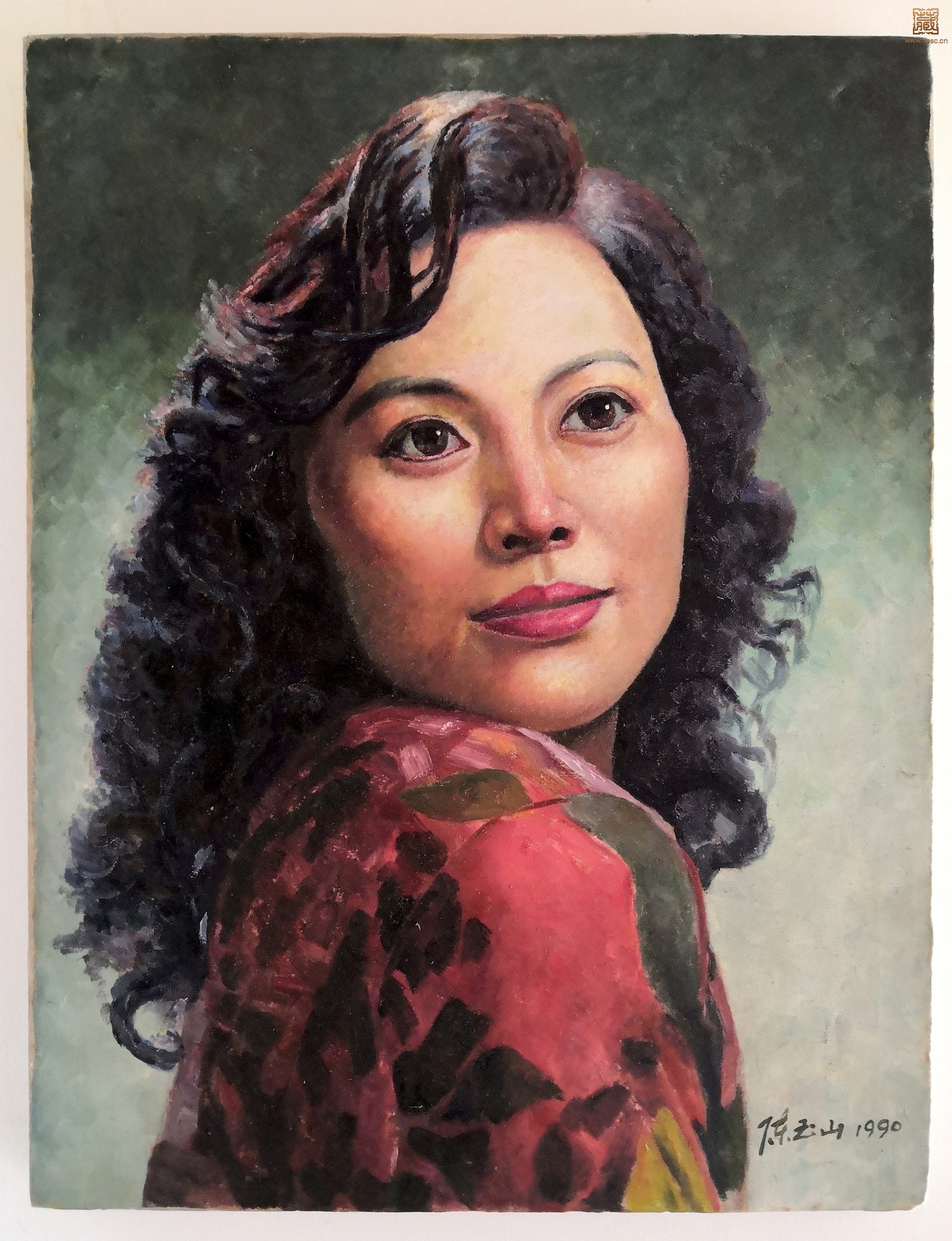 104   陈玉山《女子肖像》油画 43×33cm 1990年.jpg