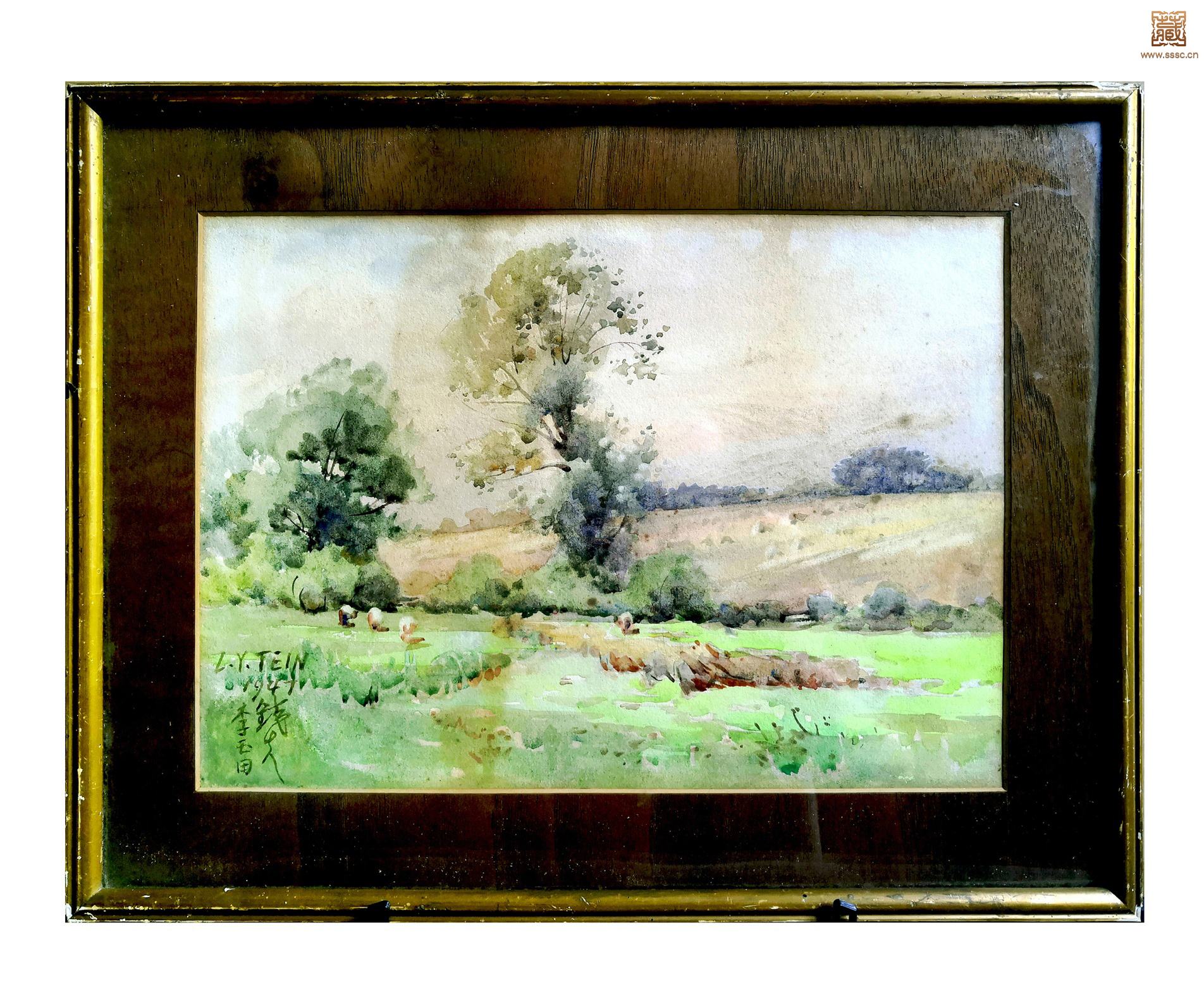 257   李铁夫《春光和煦》水彩  画框尺寸：33×42cm - 副本.jpg