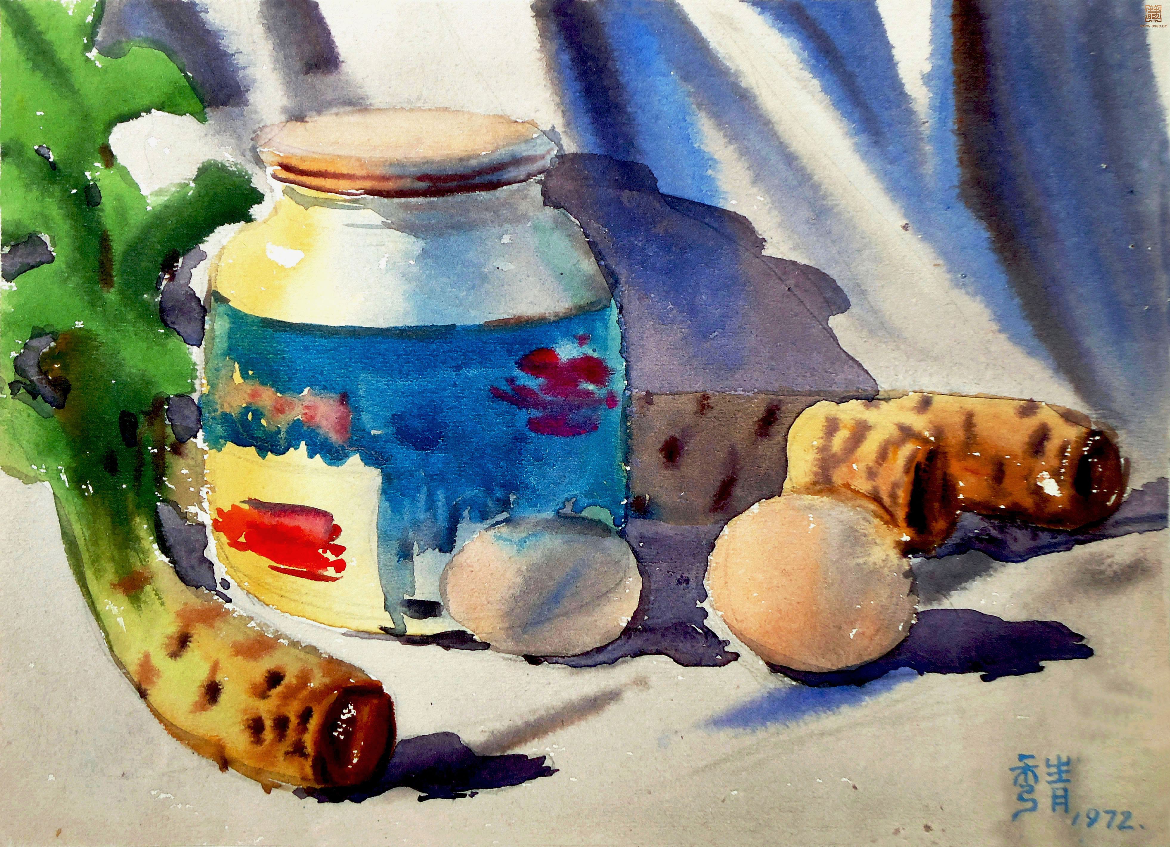 20-1  周秀青《静物之二》水彩17×24cm 1972年.JPG