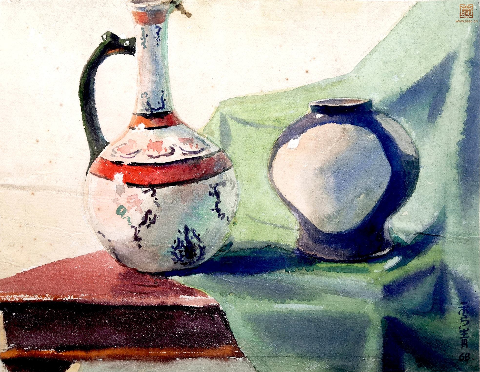 20-6  周秀青《陶瓷瓶罐》水彩 21×27cm  1968年.jpg