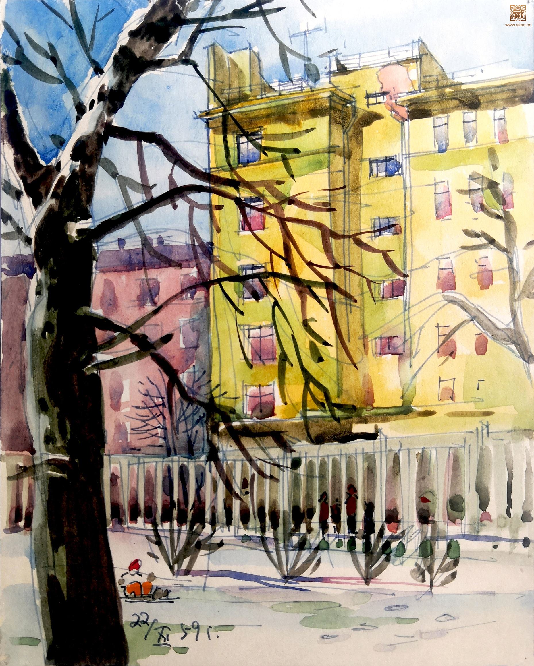 莫斯科大学城宿舍  18×14.2cm   1959年.jpg