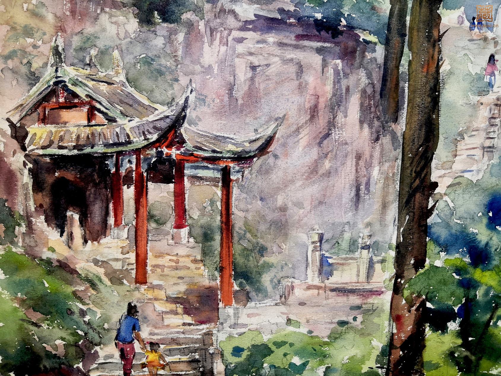 252  秦大虎《贵州黔灵山·九曲径之一》局部之三.jpg