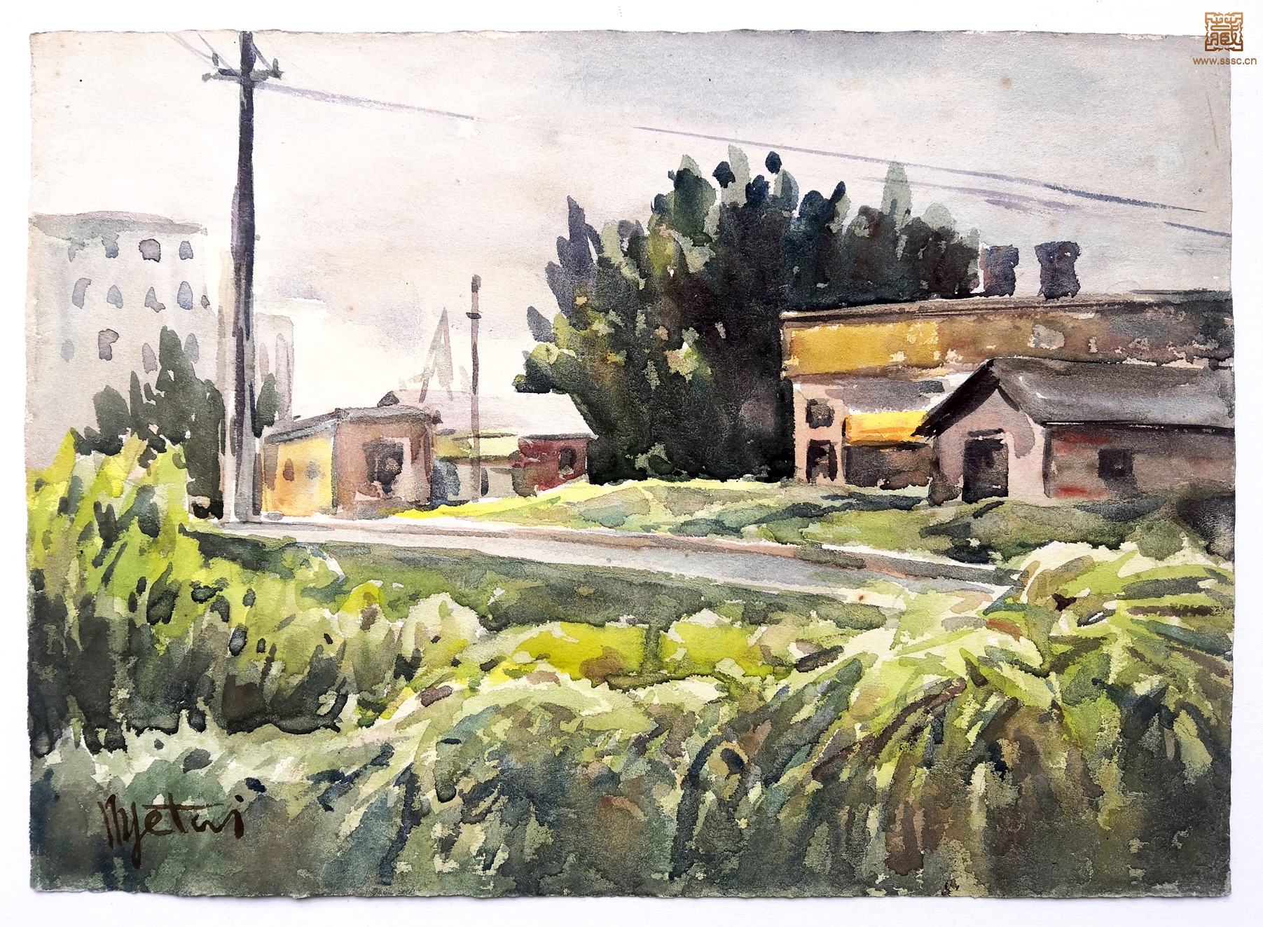 241 倪贻德《 郊外小景》水彩 20×27cm  约1940-1950年代初.jpg