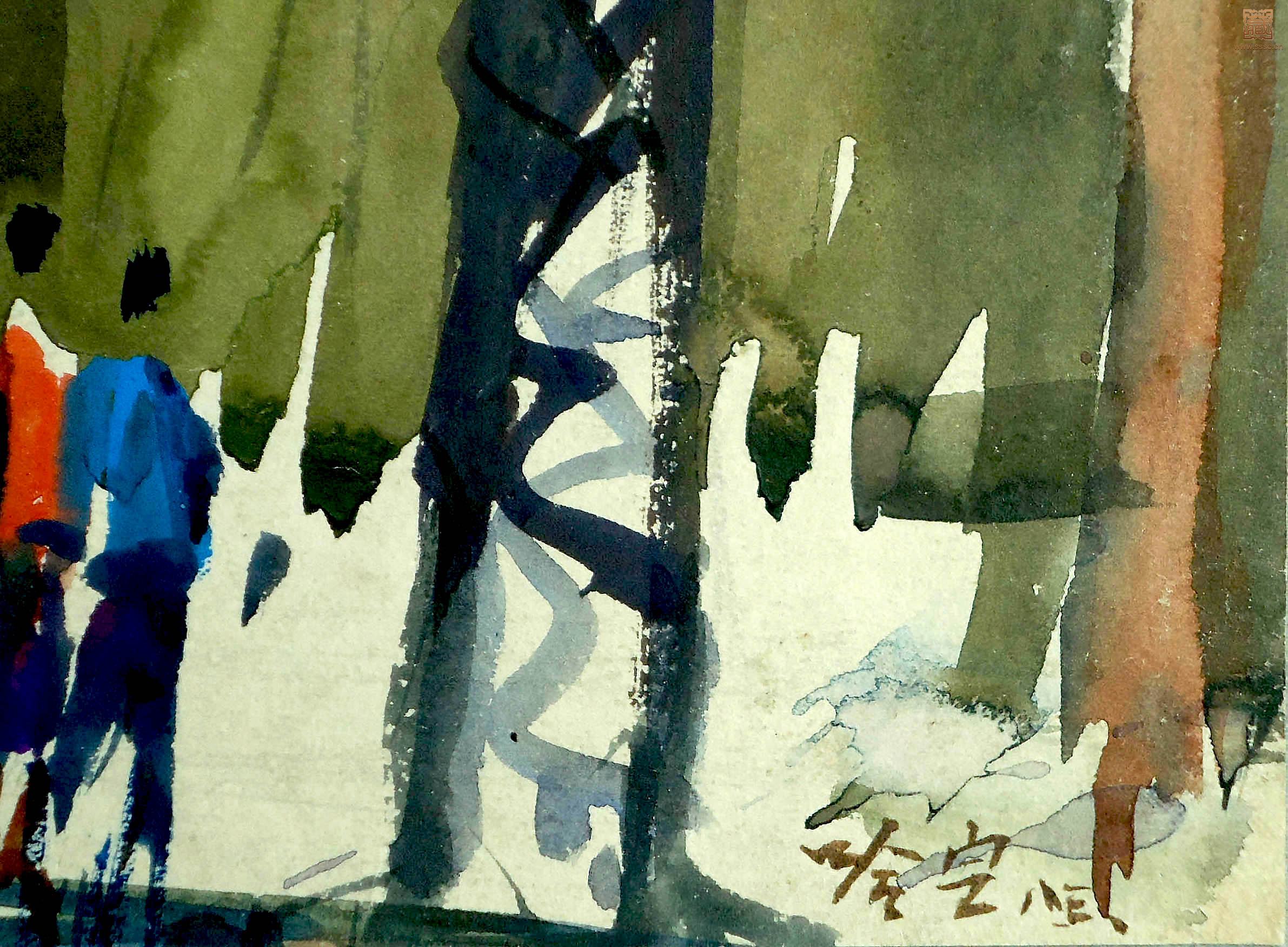 35  哈定《外滩·警察岗亭》落款.JPG
