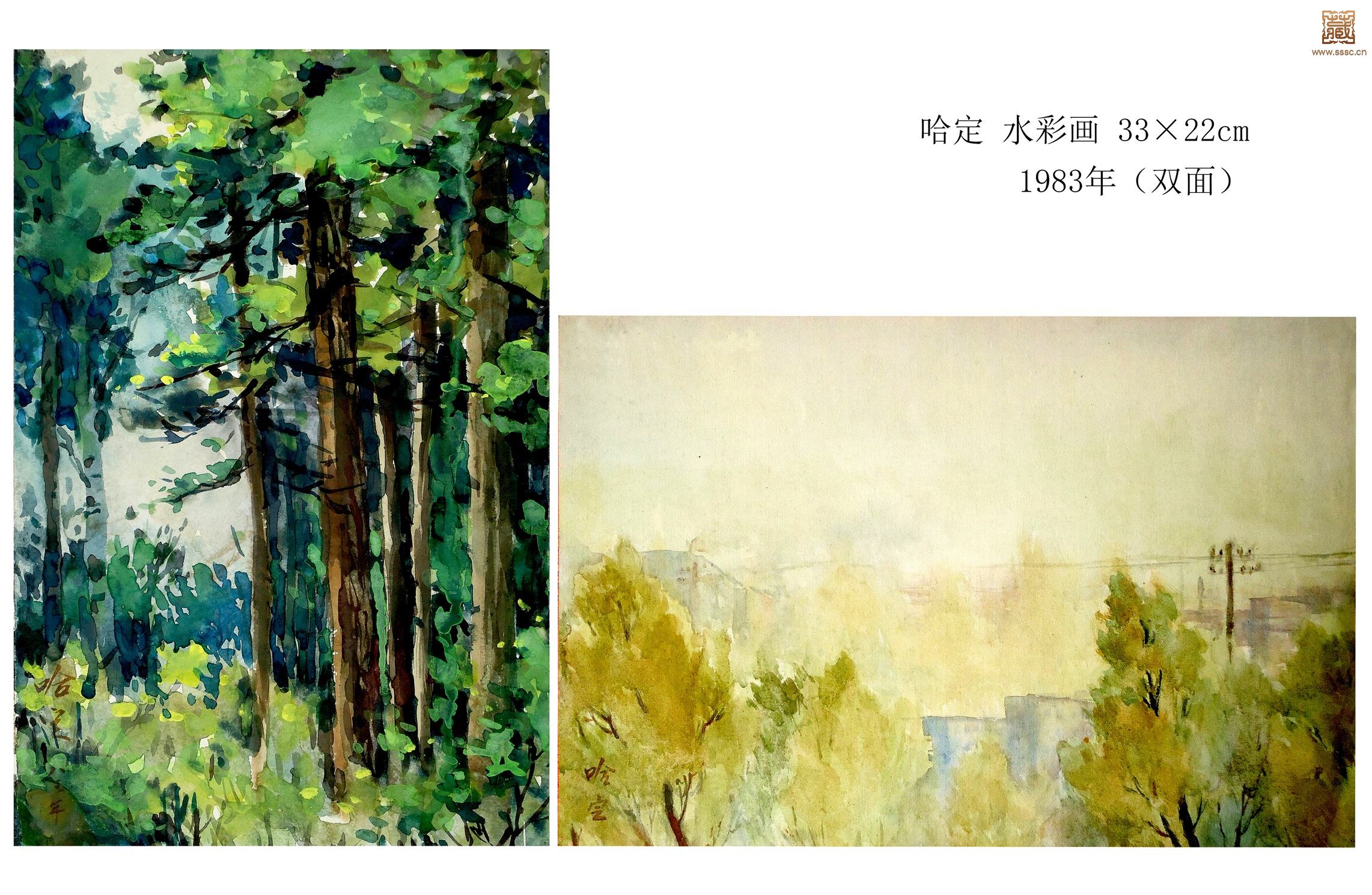 37  哈定《密林》水彩32×22cm 1983年（双面）.jpg