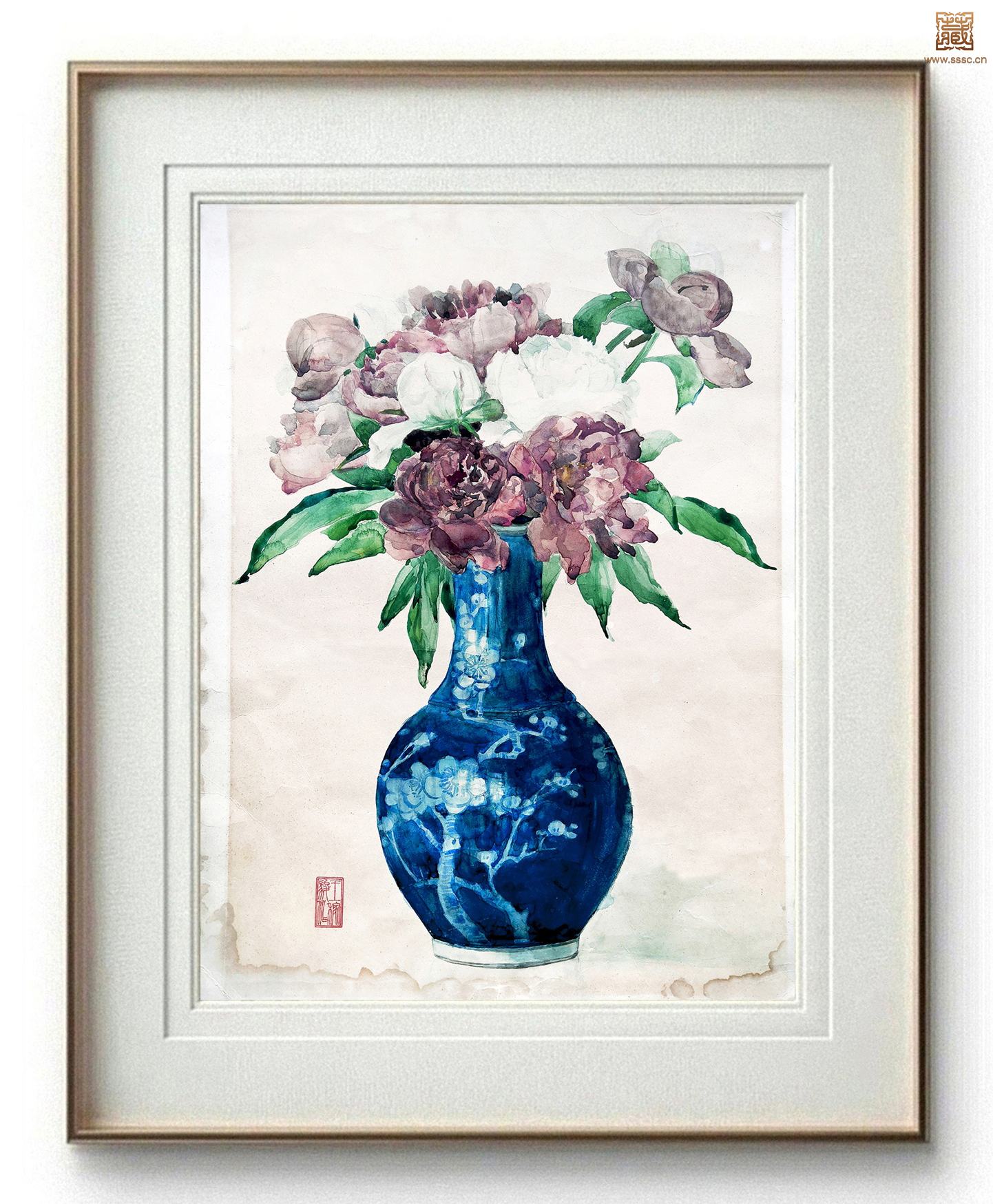 118 王稼骏《 瓶花》装框.jpg