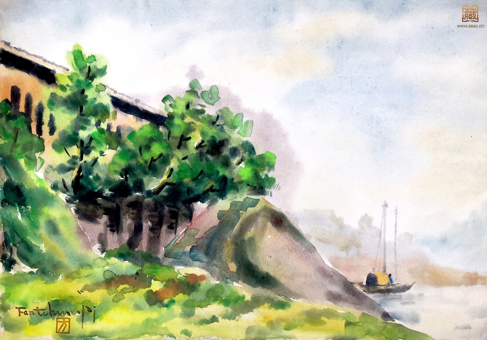 138  方君璧《云开雾散》水彩27.3×39.5cm  约1970年代.jpg