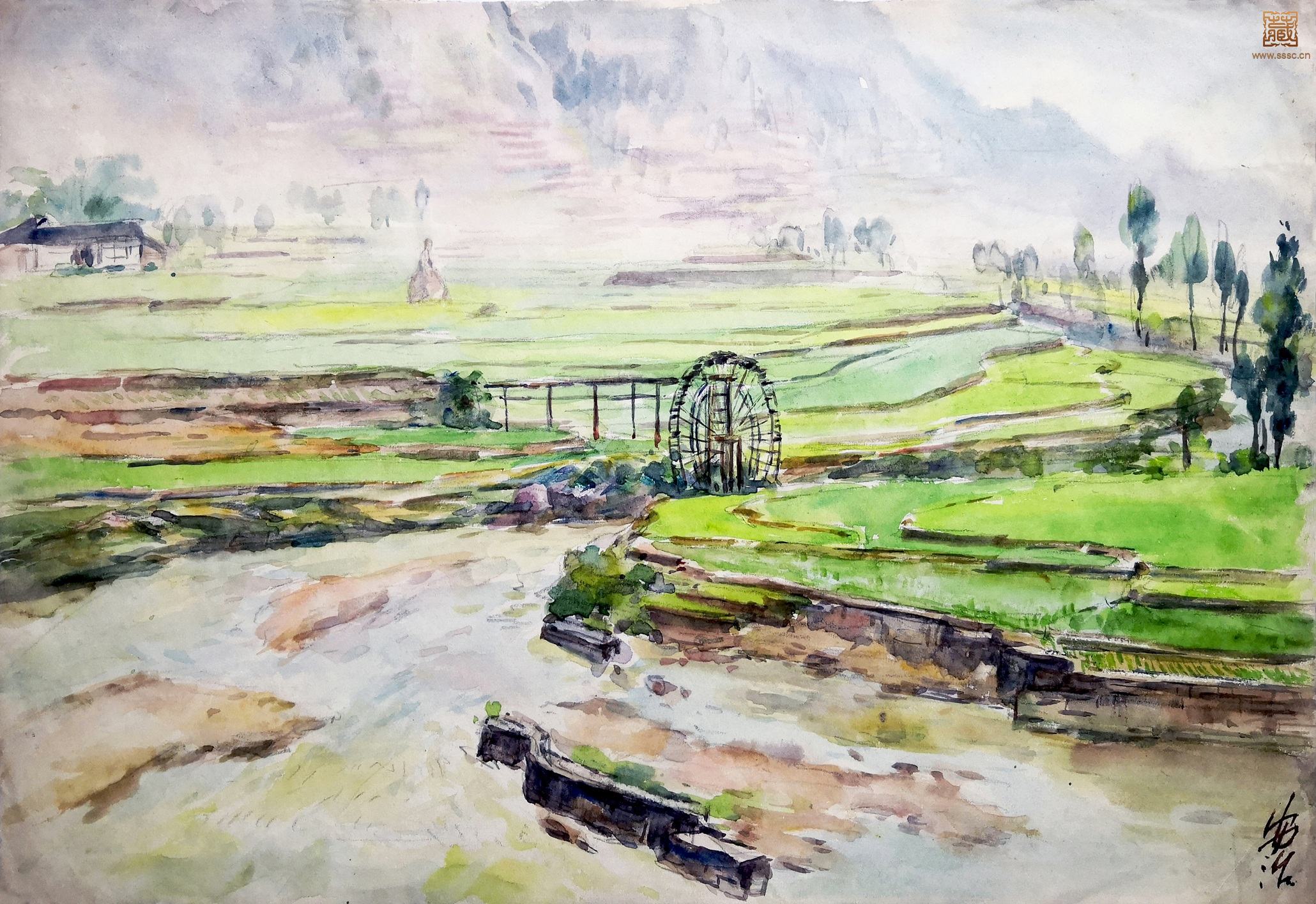 66  张安治《春和景明》水彩 27×39cm  1950年代.jpg
