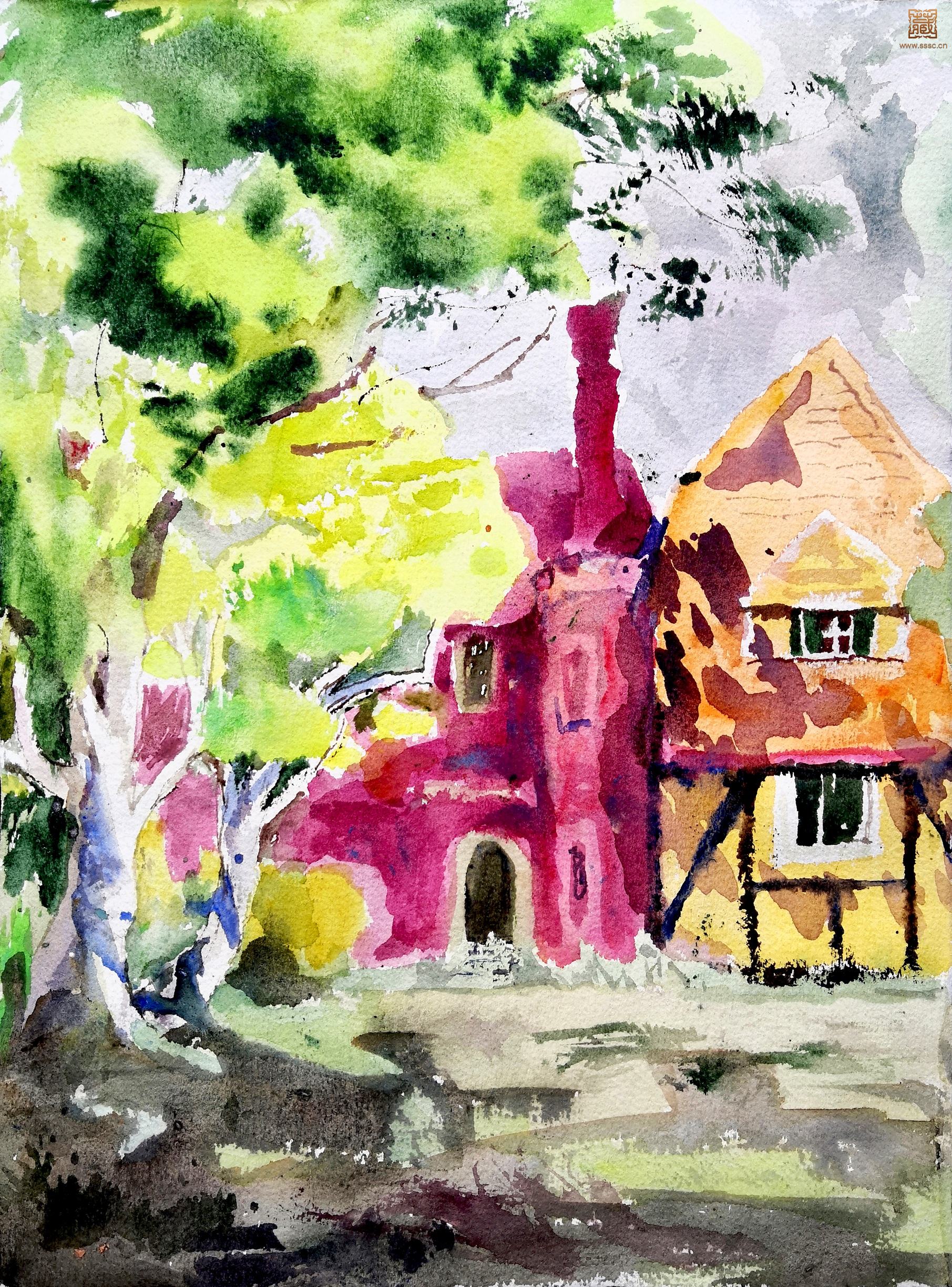 158  徐元章《中山故居》水彩 38×28cm  无款.jpg