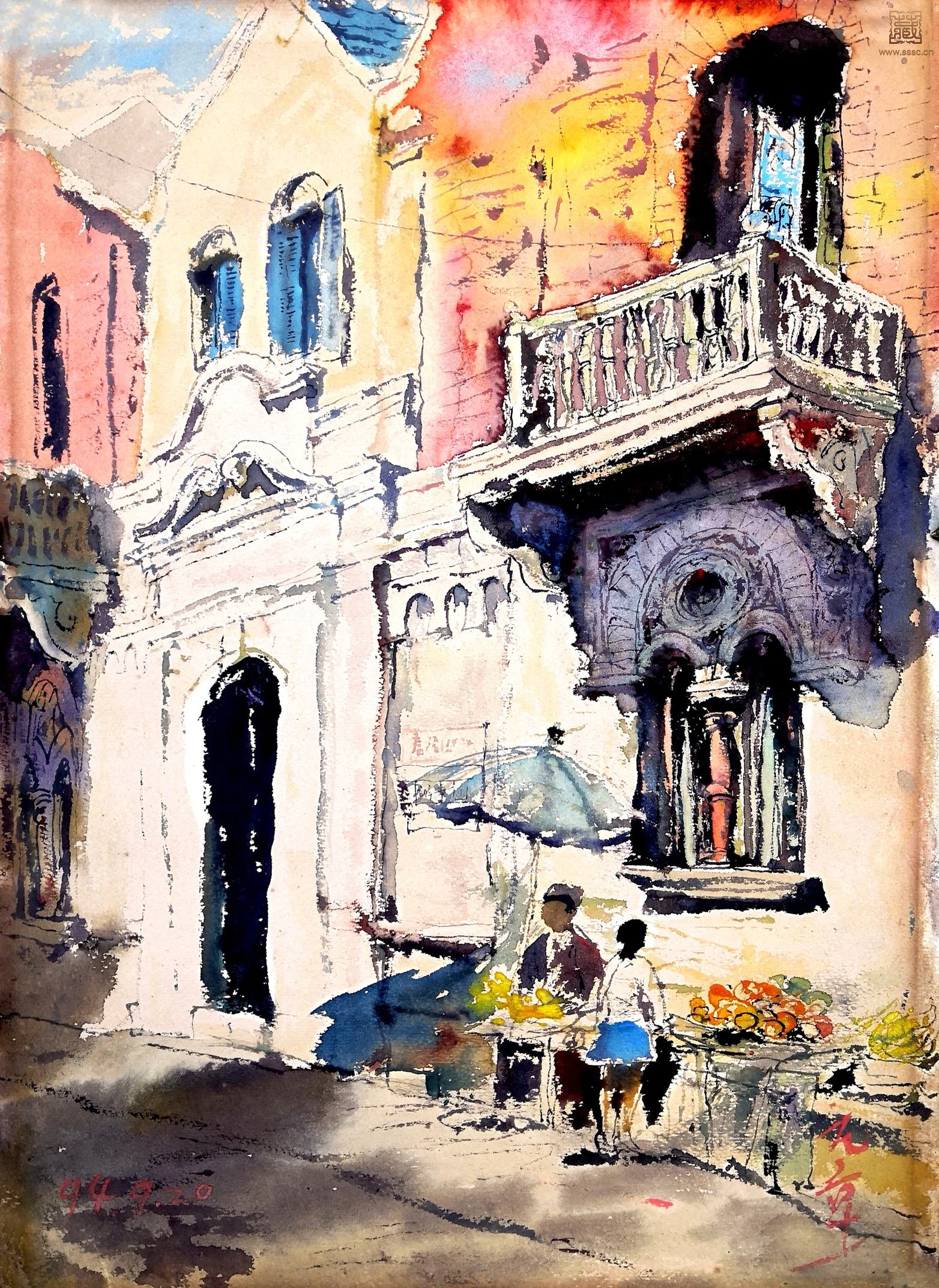 159  徐元章《老洋房的故事》水彩53×38.5cm 1994年.jpg