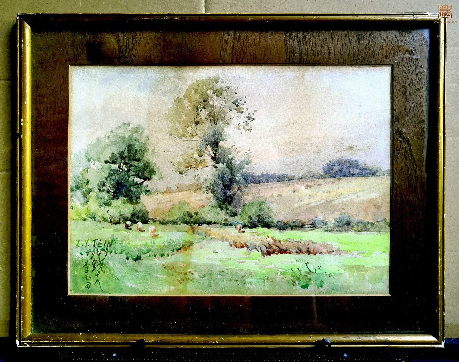 257   李铁夫《春光和煦》水彩  画框尺寸：33×42cm.jpg